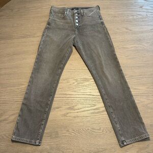 Banana Republic High-Rise Slim Button Fly Gray Jeans Sz 28 Minimalist Dark Denim